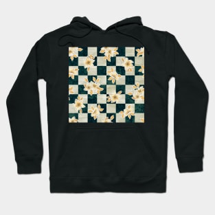 Yellow Flowers on a Checkerboard Background Hoodie